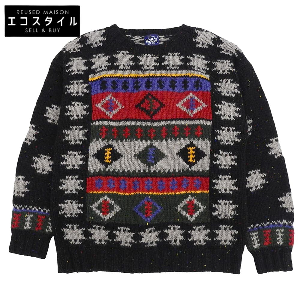 WOOLRICH ウールリッチ フォークロア柄 ニットセーター トップス メンズ ウール マルチカラー XL 80s 紺タグ トップス