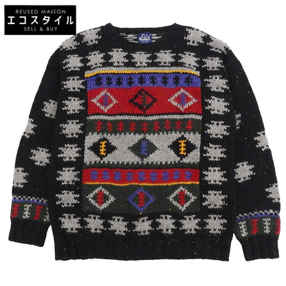 WOOLRICH ウールリッチ フォークロア柄 ニットセーター トップス メンズ ウール マルチカラー XL 80s 紺タグ トップス