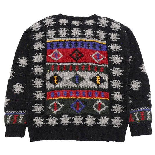 WOOLRICH ウールリッチ フォークロア柄 ニットセーター トップス メンズ ウール マルチカラー XL 80s 紺タグ トップス