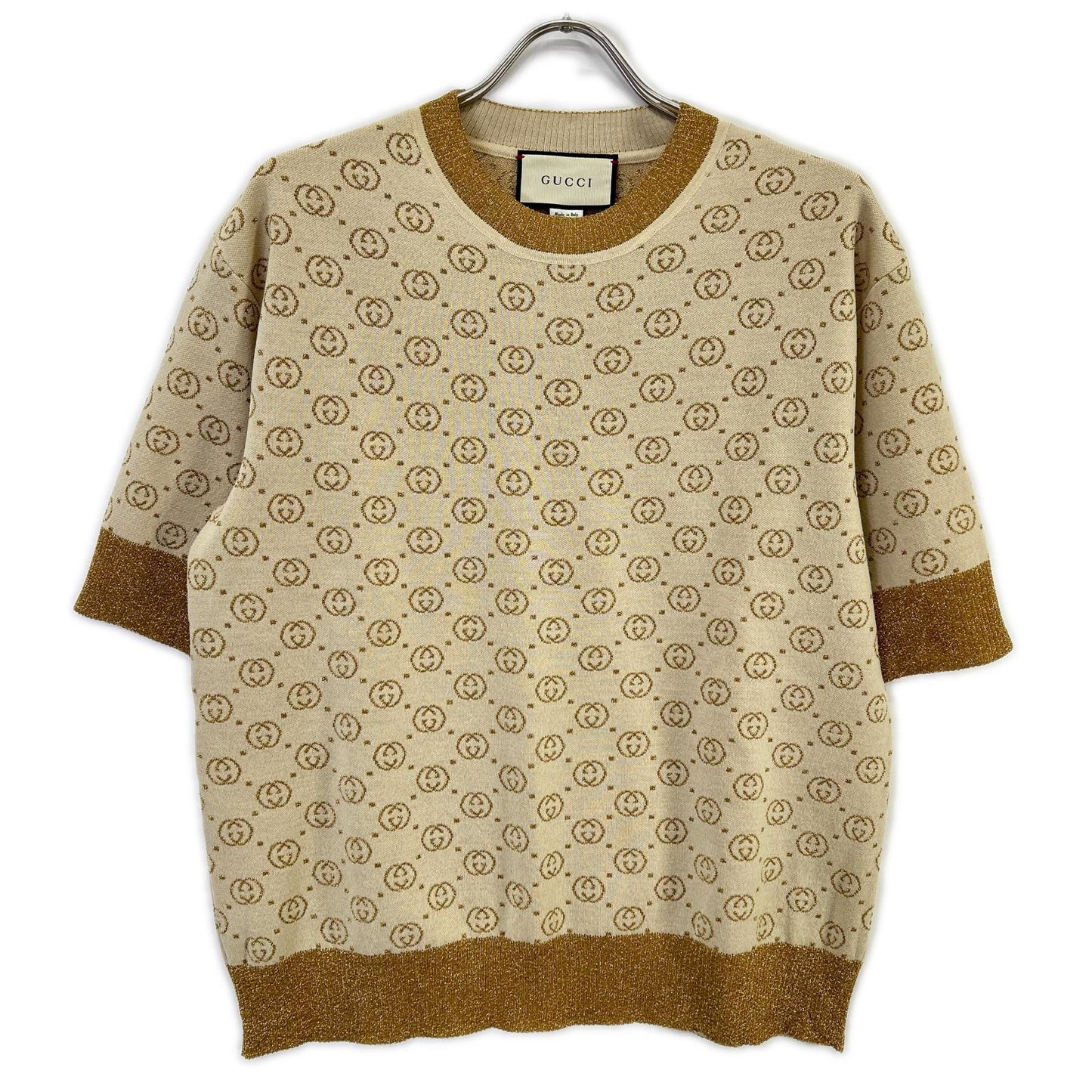 GUCCI グッチ 【美品/国内正規】605920XKAHT インターロッキングG ショートスリーブ ニットセーター トップス