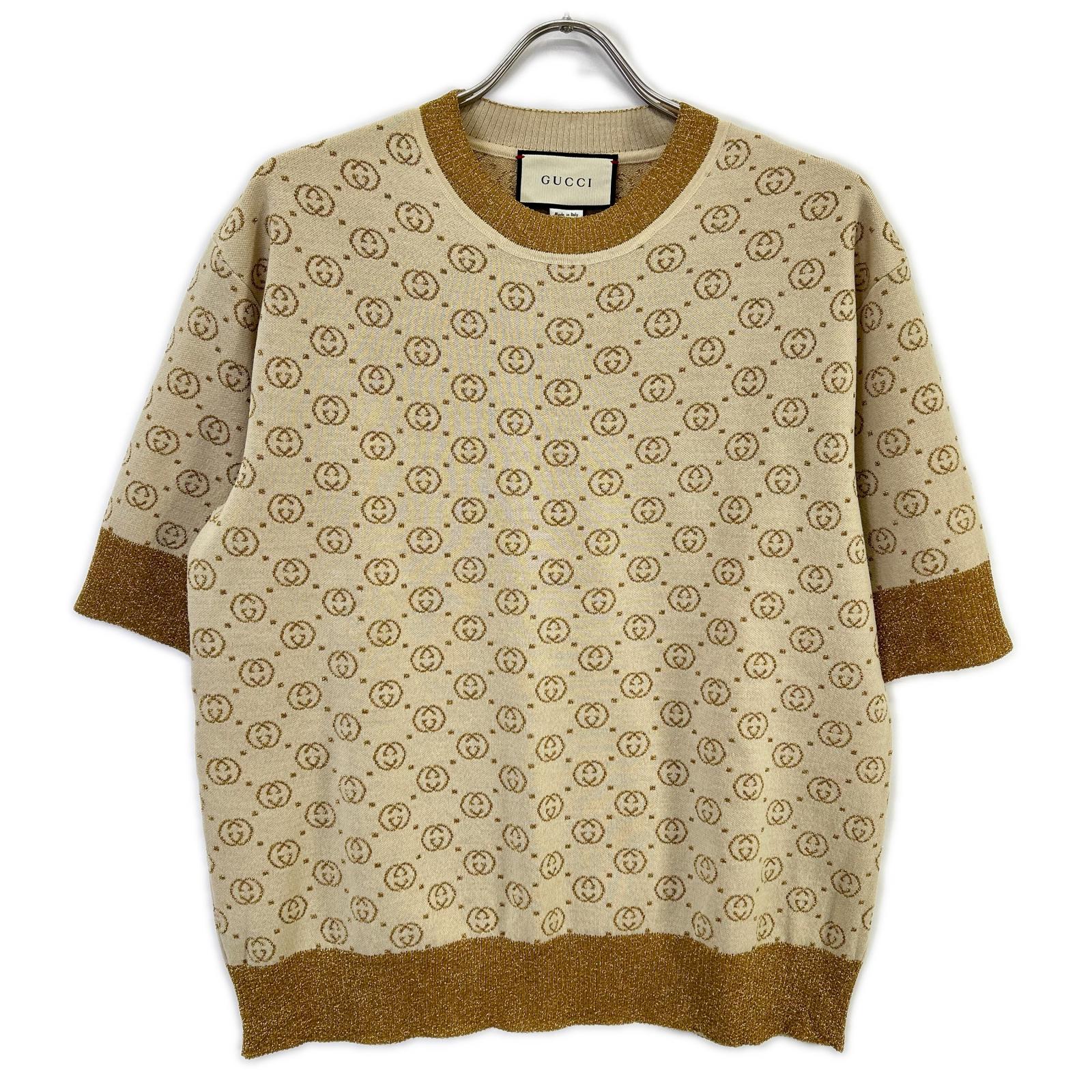 GUCCI グッチ 【美品/国内正規】605920XKAHT インターロッキングG ショートスリーブ ニットセーター トップス