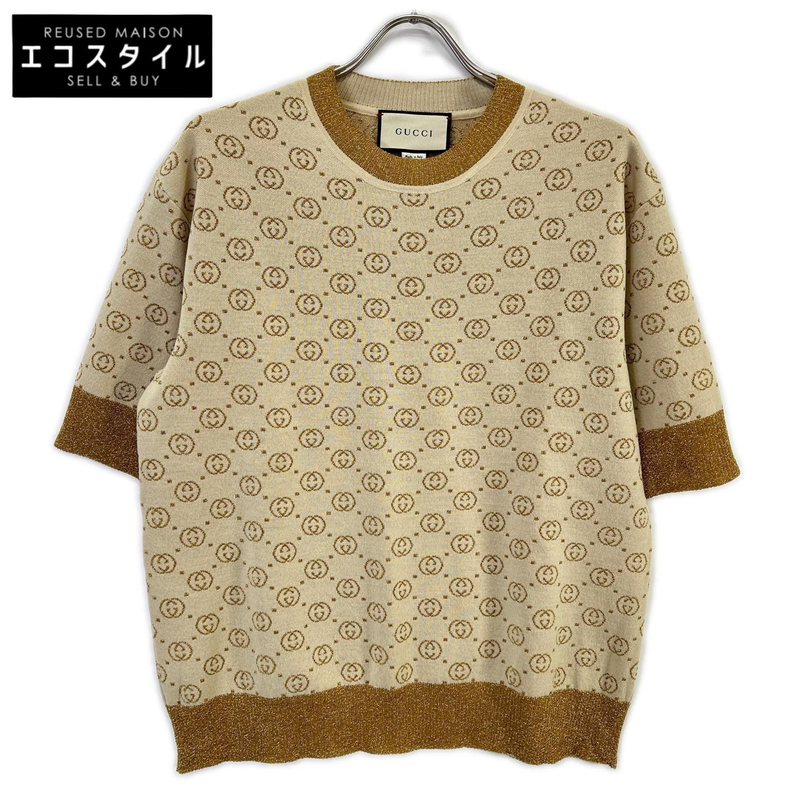 GUCCI グッチ 【美品/国内正規】605920XKAHT インターロッキングG ショートスリーブ ニットセーター トップス