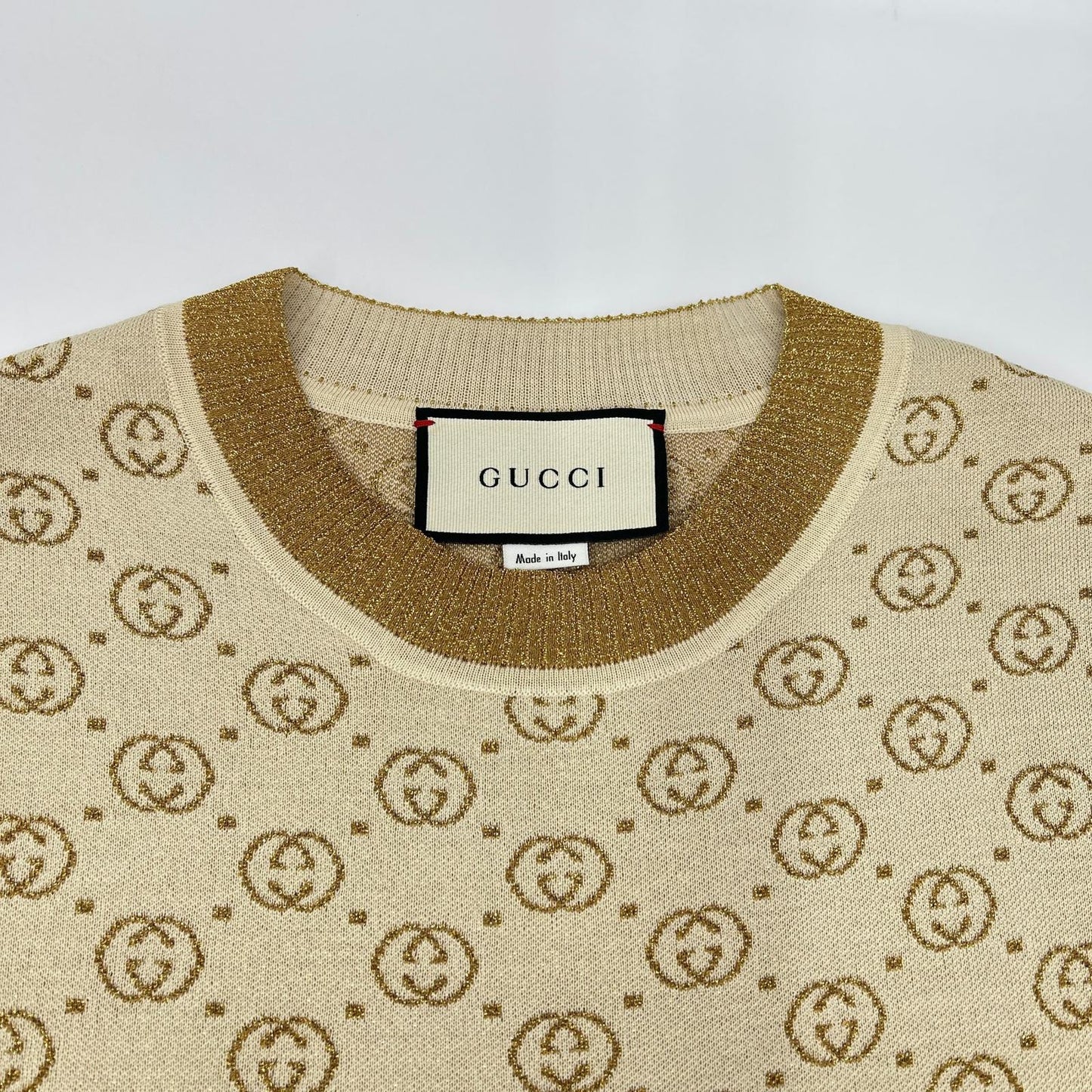 GUCCI グッチ 【美品/国内正規】605920XKAHT インターロッキングG ショートスリーブ ニットセーター トップス