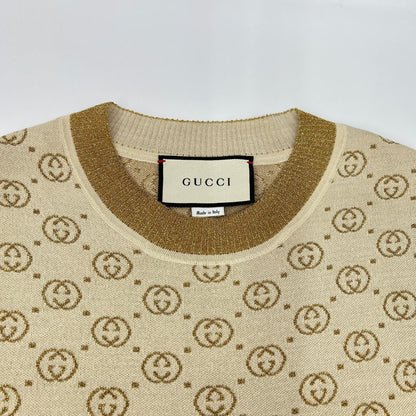 GUCCI グッチ 【美品/国内正規】605920XKAHT インターロッキングG ショートスリーブ ニットセーター トップス