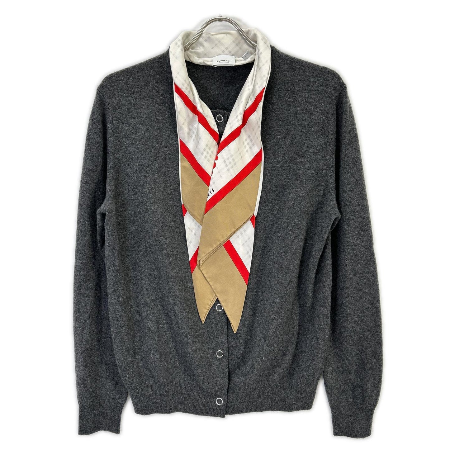BURBERRY バーバリー 【国内正規】8030022 Maggie cardigan シルクスカーフ付 カシミヤ100％ ニットカーディガン トップス