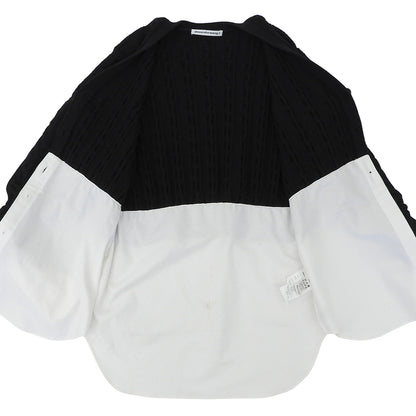 ALEXANDER WANG アレキサンダーワン コットンナイロン ケーブルニットセーター×シャツ バイレイヤード カーディガン トップス 黒×白 S トップス