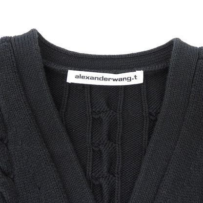 ALEXANDER WANG アレキサンダーワン コットンナイロン ケーブルニットセーター×シャツ バイレイヤード カーディガン トップス 黒×白 S トップス