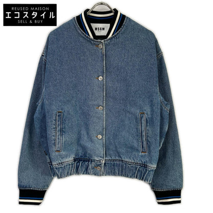 MSGM エムエスジーエム 18AW 2541MDH44L インディゴ バックロゴ デニムブルゾン ジャケット