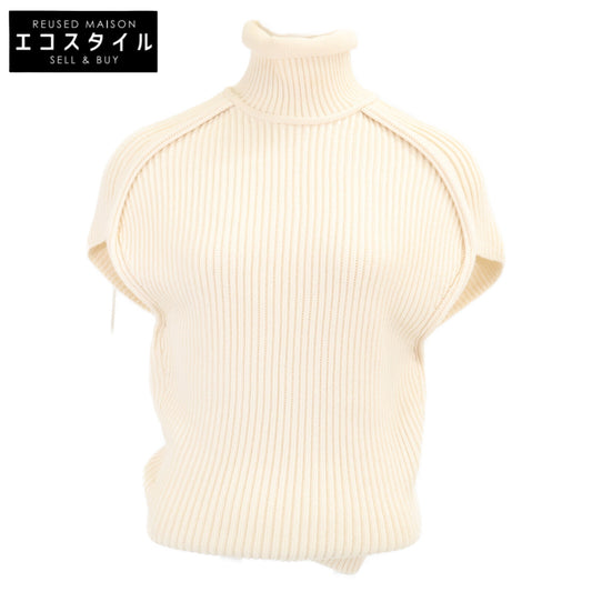LOUIS VUITTON ルイヴィトン 【美品/国内正規/25年製】RW251WW QJB FSKW05 LVロゴレザーパッチ リブニット ハイネック 半袖セーター トップス