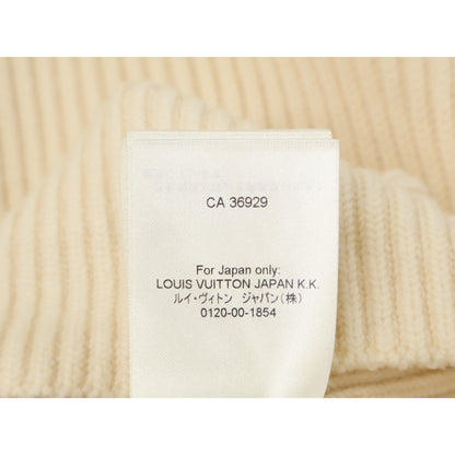LOUIS VUITTON Louis Vuitton 【Excellent condition/domestic authentic/2025 model】 RW251WW QJB FSKW05 LV logo leather patch rib-knit high-neck short-sleeve sweater top