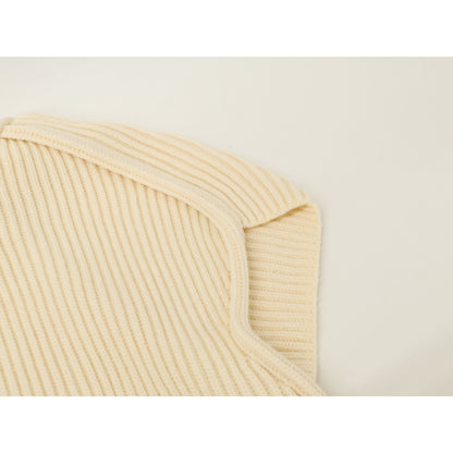 LOUIS VUITTON Louis Vuitton 【Excellent condition/domestic authentic/2025 model】 RW251WW QJB FSKW05 LV logo leather patch rib-knit high-neck short-sleeve sweater top