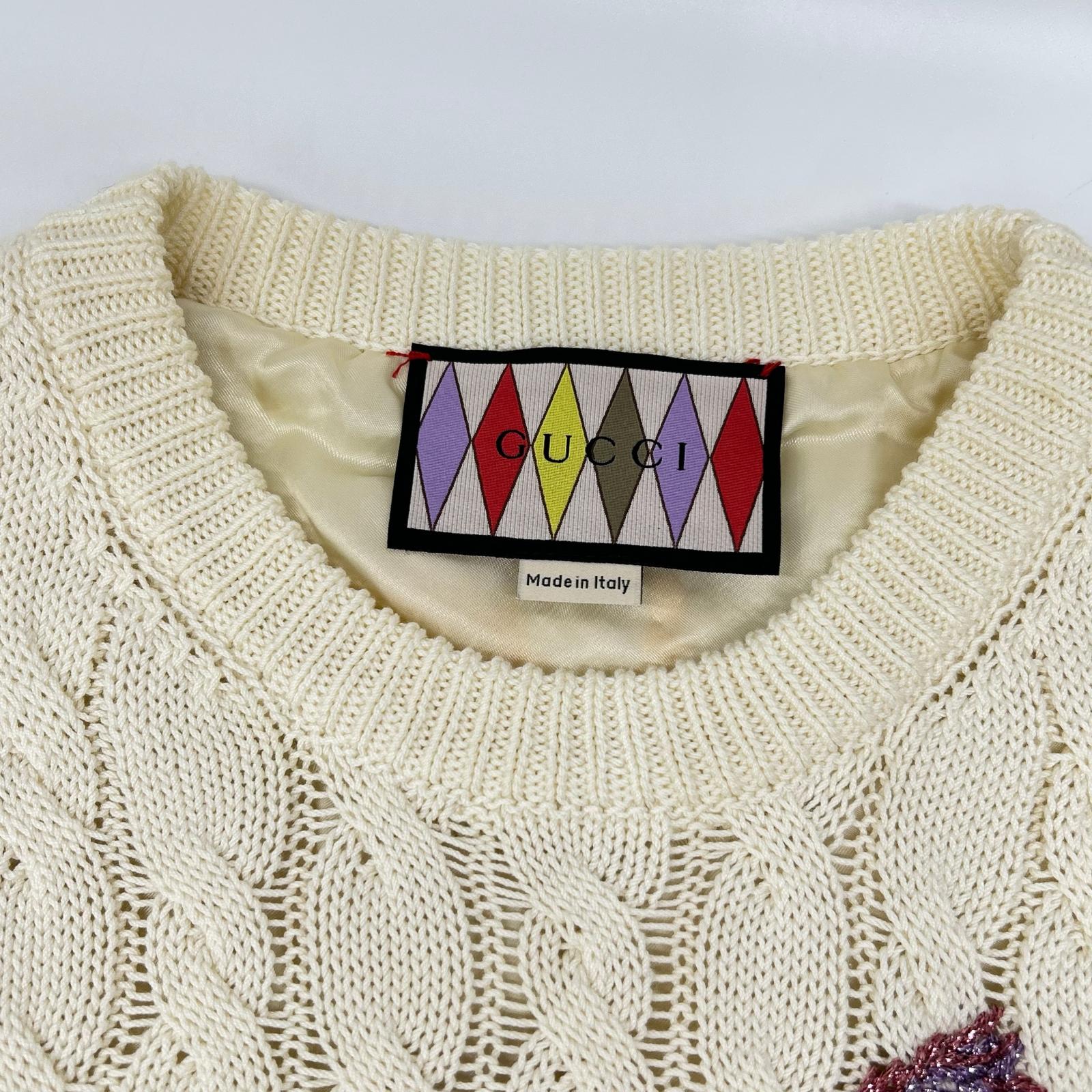GUCCI グッチ 712815 XKCKP LOVELIGHT/ラブライト ホワイト コットン エンブロイダリー 刺繍 ミディニットドレスワンピース トップス