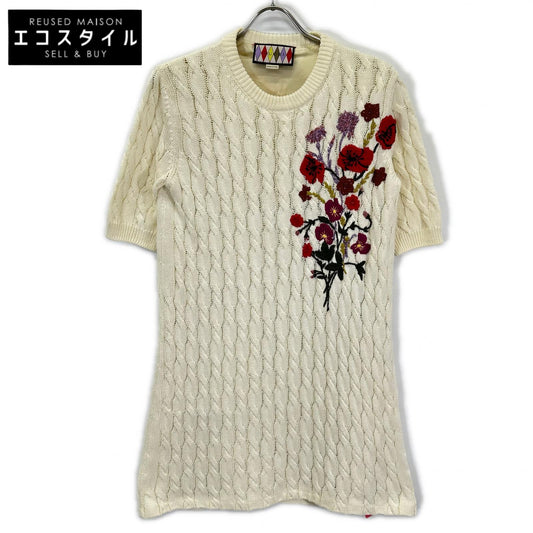 GUCCI グッチ 712815 XKCKP LOVELIGHT/ラブライト ホワイト コットン エンブロイダリー 刺繍 ミディニットドレスワンピース トップス