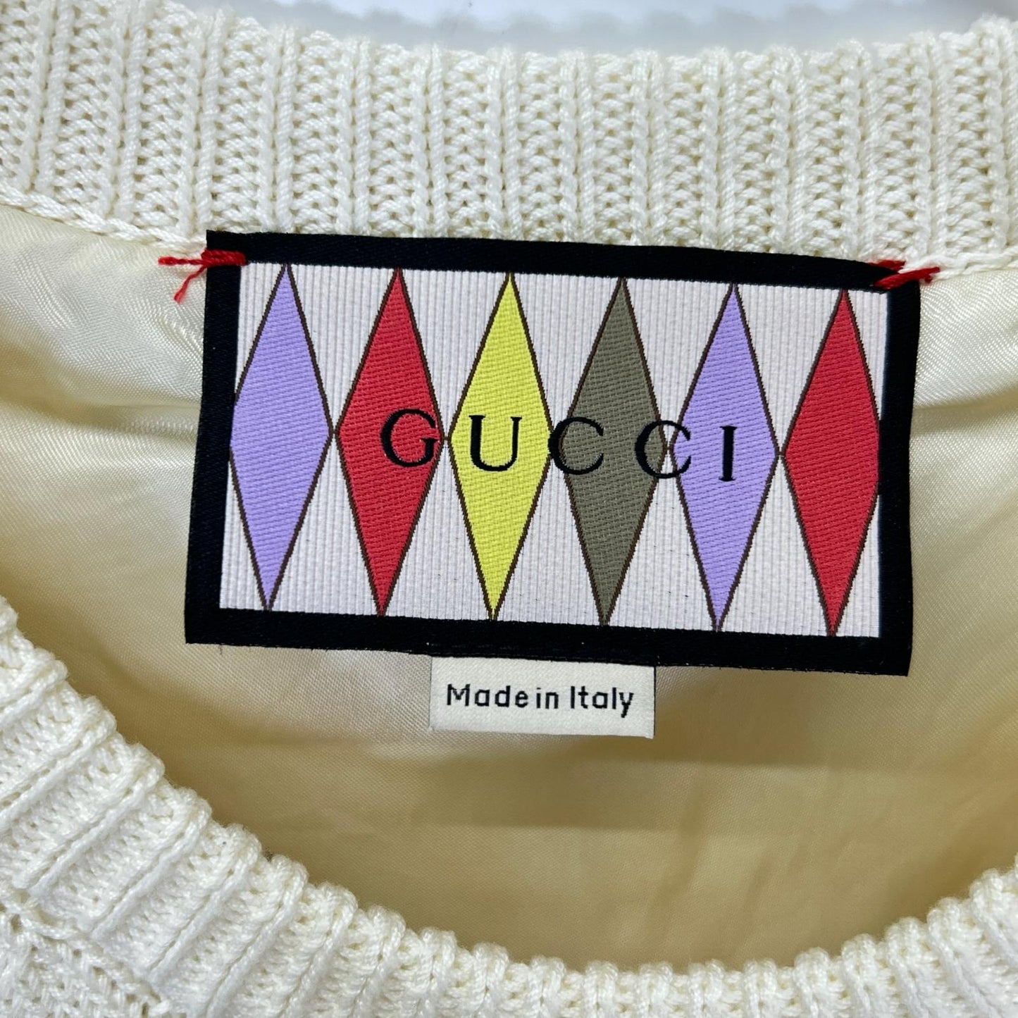 GUCCI グッチ 712815 XKCKP LOVELIGHT/ラブライト ホワイト コットン エンブロイダリー 刺繍 ミディニットドレスワンピース トップス