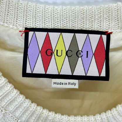 GUCCI グッチ 712815 XKCKP LOVELIGHT/ラブライト ホワイト コットン エンブロイダリー 刺繍 ミディニットドレスワンピース トップス