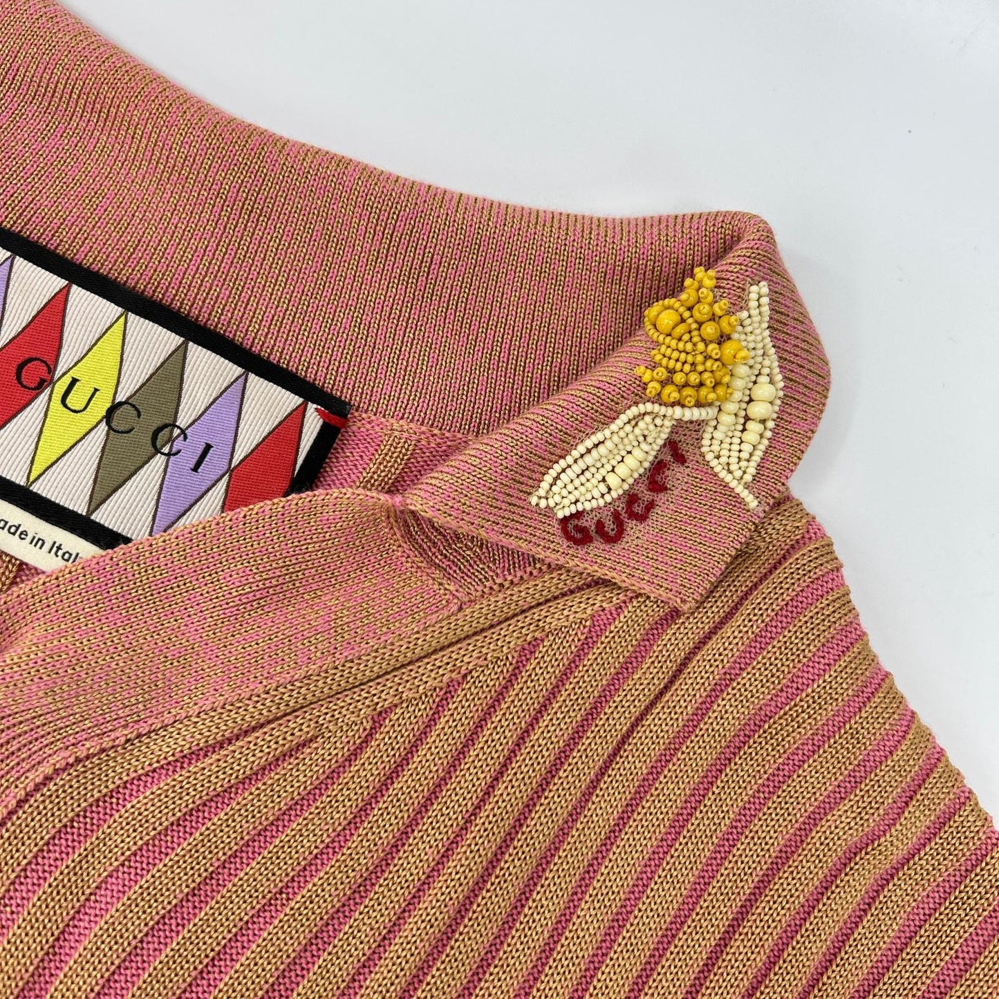 GUCCI グッチ 【美品/国内正規】706763 XKCDN LOVELIGHTコレクション リブニット 半袖ポロシャツ トップス