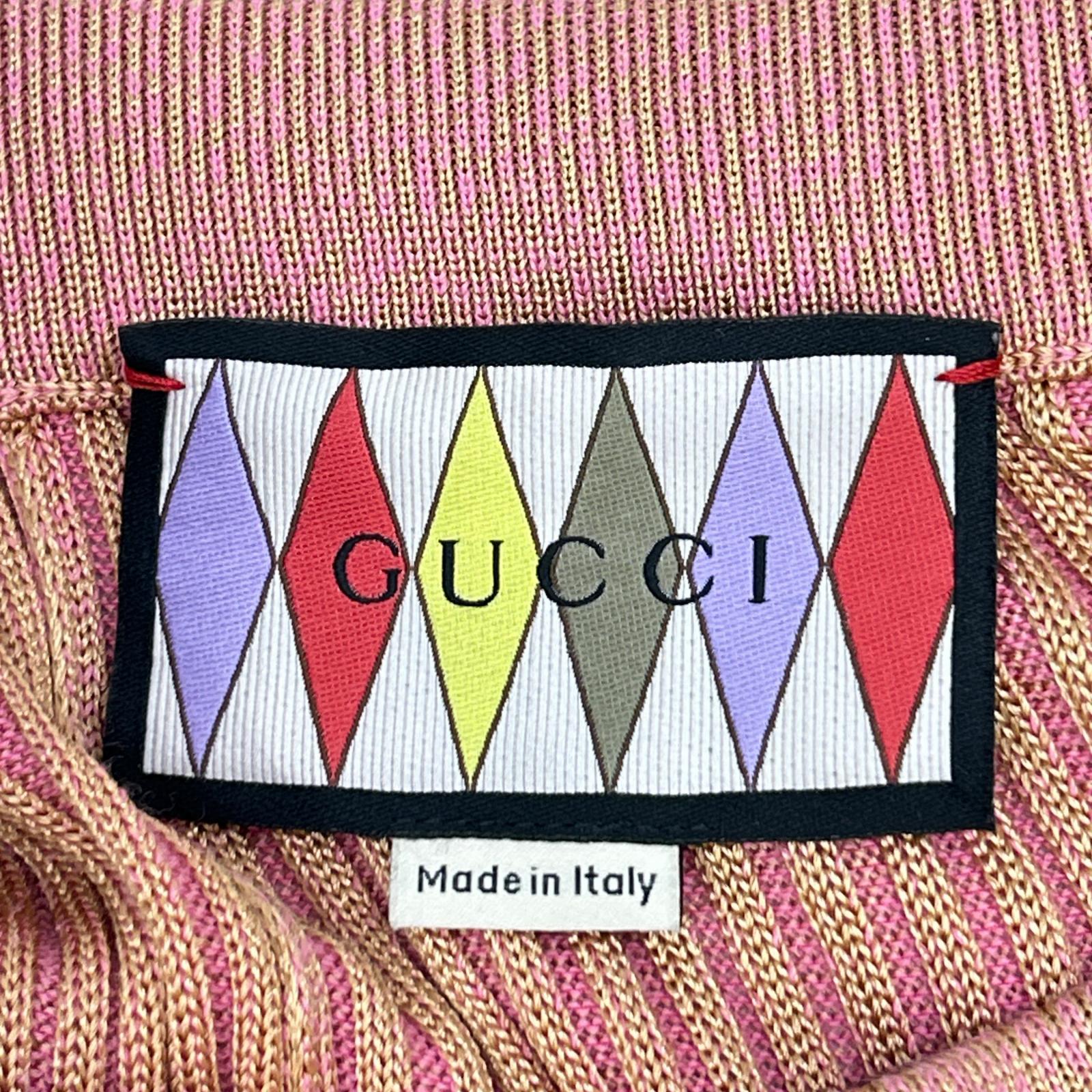 GUCCI グッチ 707738 XKCJC LOVELIGHT/ラブライト ベージュ×pinkレーヨン リブニットフレアミディスカート スカート