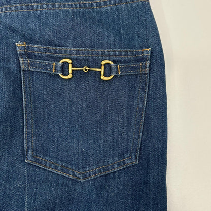 GUCCI グッチ 666799 XDBQT インディゴ コットン ホースビット ストレートレッグデニムパンツ ボトムス