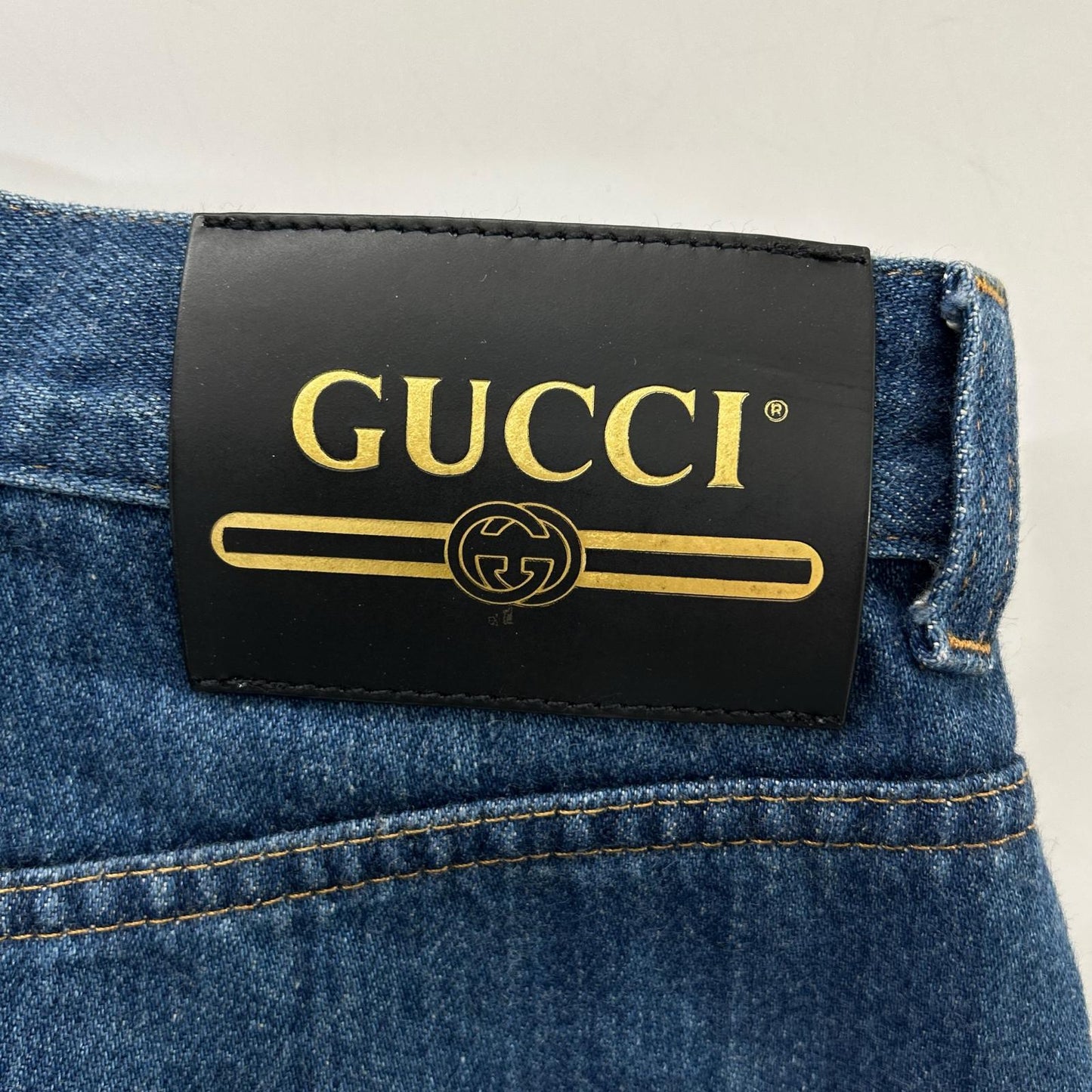 GUCCI グッチ 666799 XDBQT インディゴ コットン ホースビット ストレートレッグデニムパンツ ボトムス