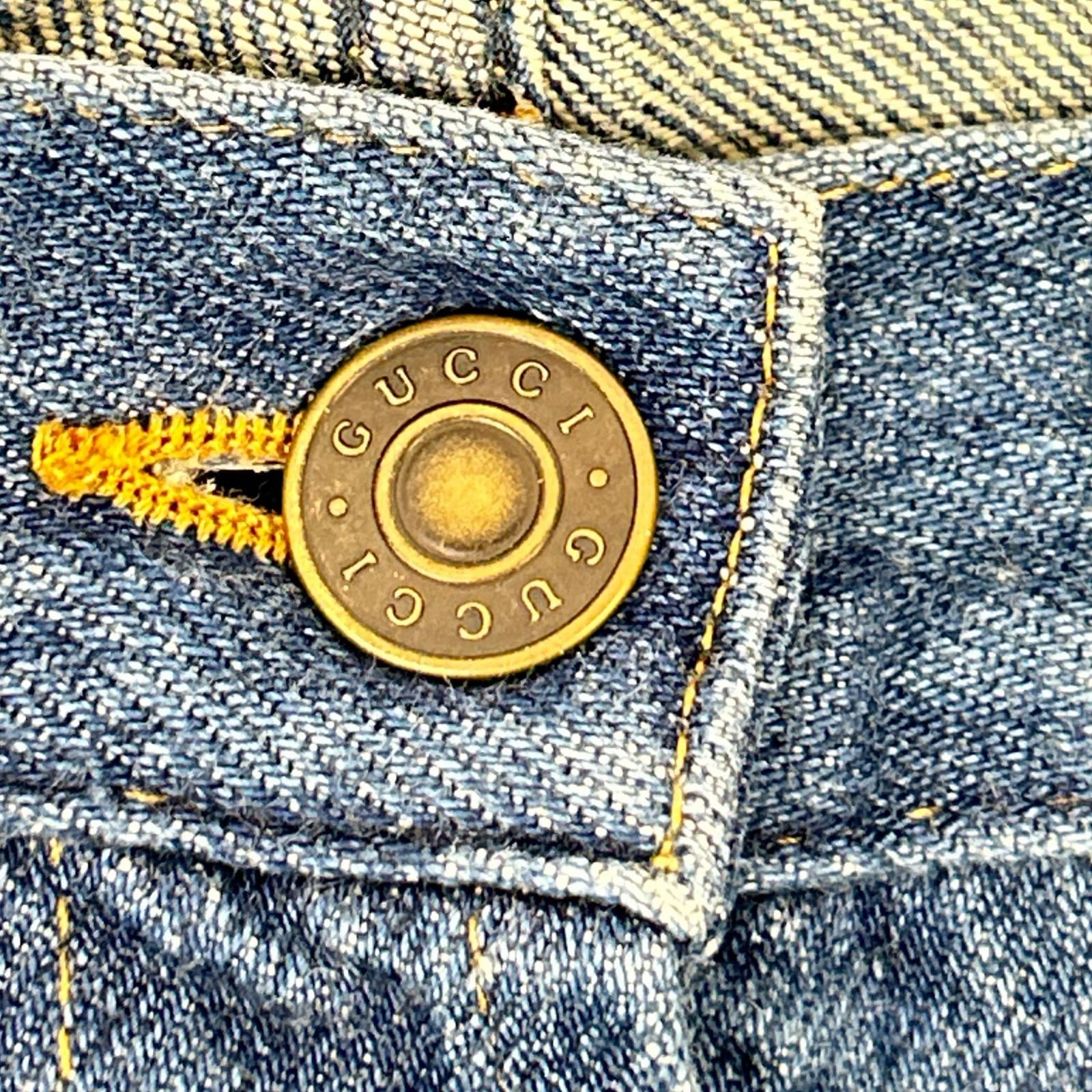 GUCCI グッチ 666799 XDBQT インディゴ コットン ホースビット ストレートレッグデニムパンツ ボトムス