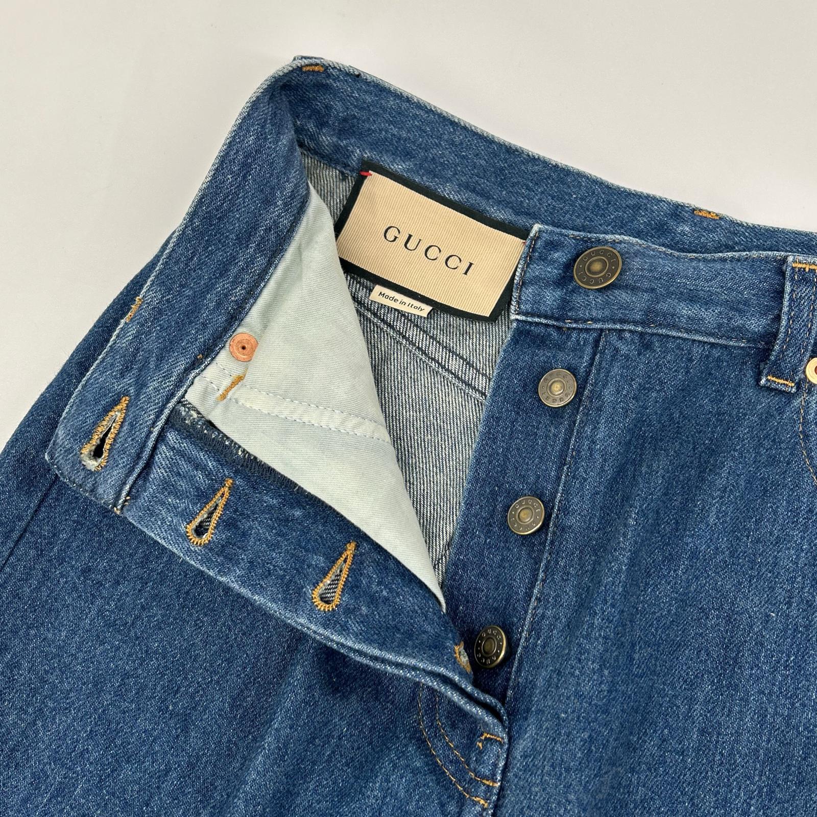 GUCCI グッチ 666799 XDBQT インディゴ コットン ホースビット ストレートレッグデニムパンツ ボトムス