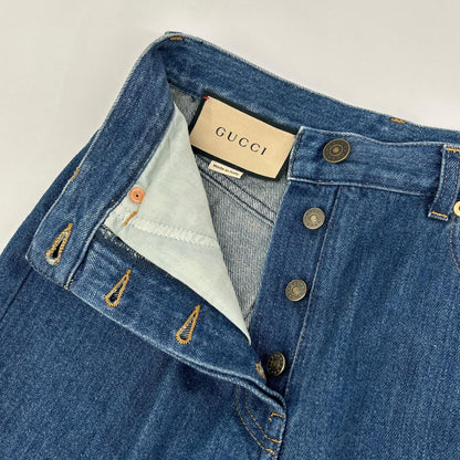 GUCCI グッチ 666799 XDBQT インディゴ コットン ホースビット ストレートレッグデニムパンツ ボトムス