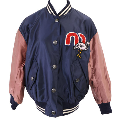 MIUMIU 【Excellent condition/Domestic official】ML471 logo/flamingo patch varsity/bomber jacket