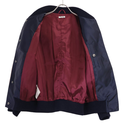 MIUMIU 【Excellent condition/Domestic official】ML471 logo/flamingo patch varsity/bomber jacket