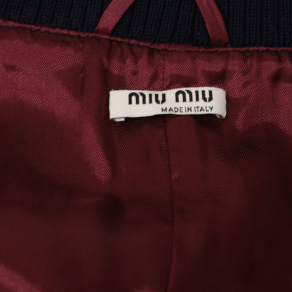 MIUMIU 【Excellent condition/Domestic official】ML471 logo/flamingo patch varsity/bomber jacket