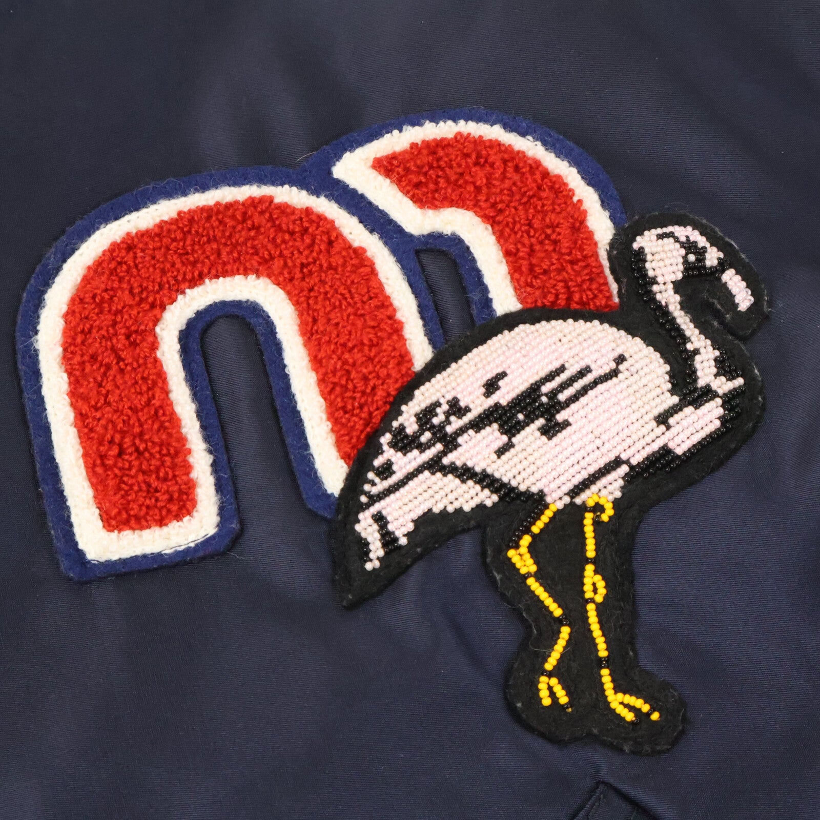 MIUMIU 【Excellent condition/Domestic official】ML471 logo/flamingo patch varsity/bomber jacket