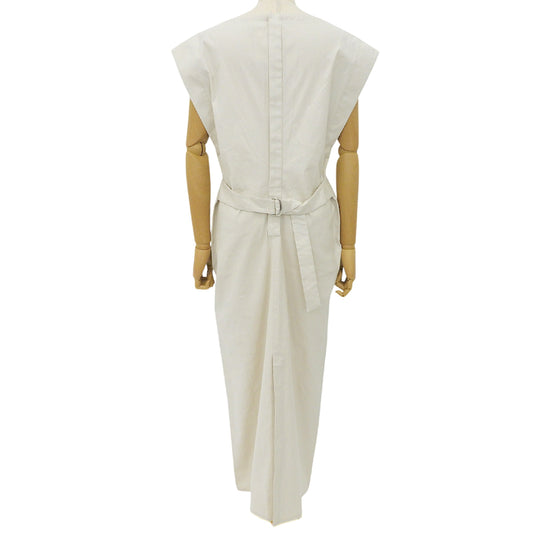 IENA stretch linen French-sleeve belted dress, women's, natural beige, 24SS, dress