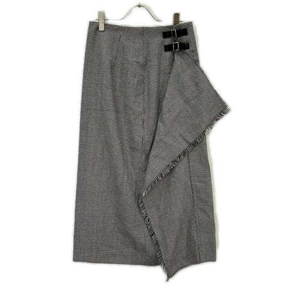 Whim Gazette ウィムガゼット 25AW ホワイト×ブラック チェックフリンジスカート スカート