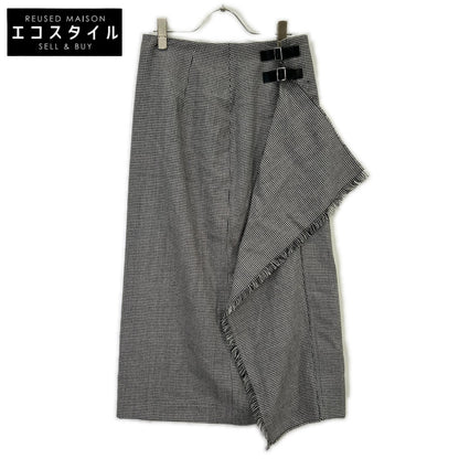 Whim Gazette ウィムガゼット 25AW ホワイト×ブラック チェックフリンジスカート スカート