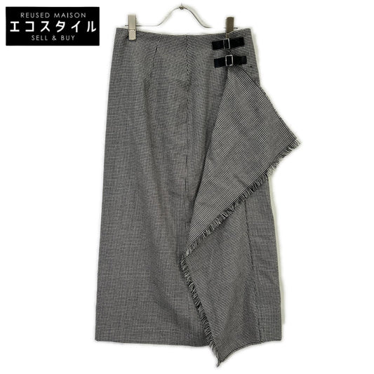 Whim Gazette ウィムガゼット 25AW ホワイト×ブラック チェックフリンジスカート スカート