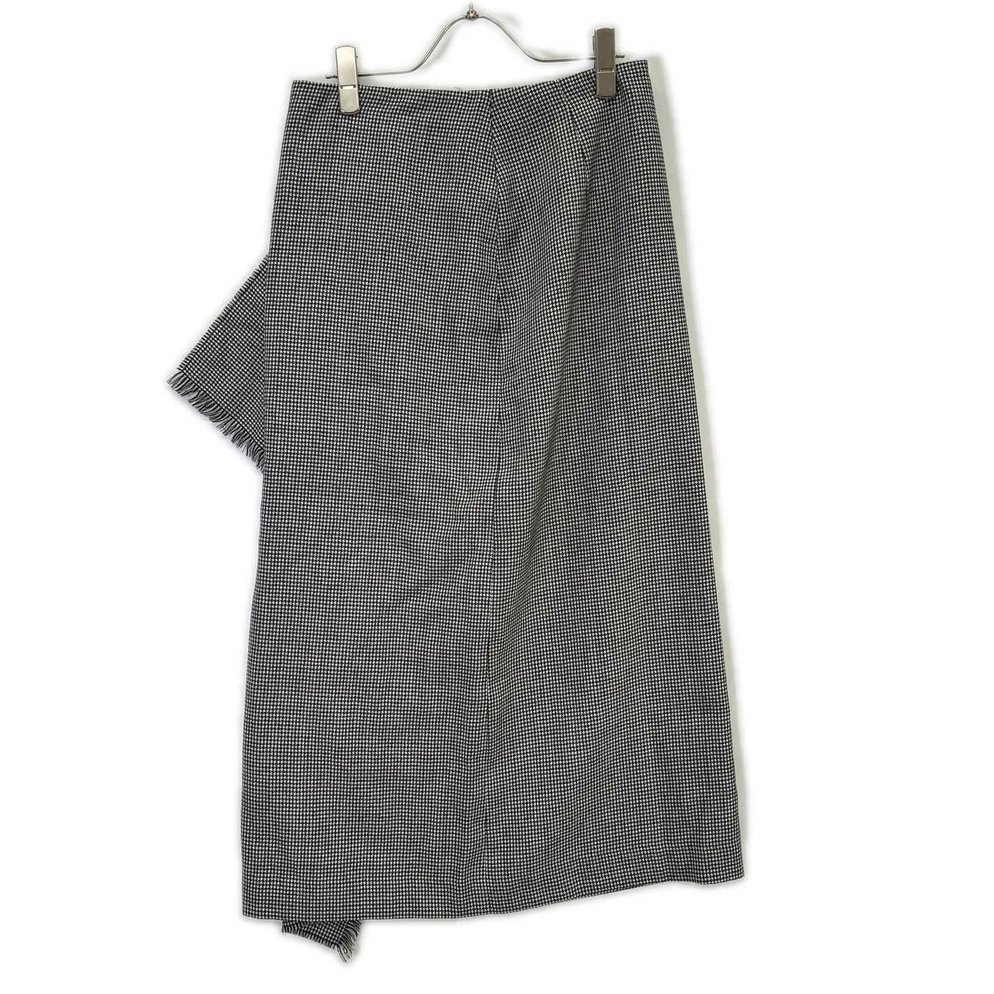 Whim Gazette ウィムガゼット 25AW ホワイト×ブラック チェックフリンジスカート スカート
