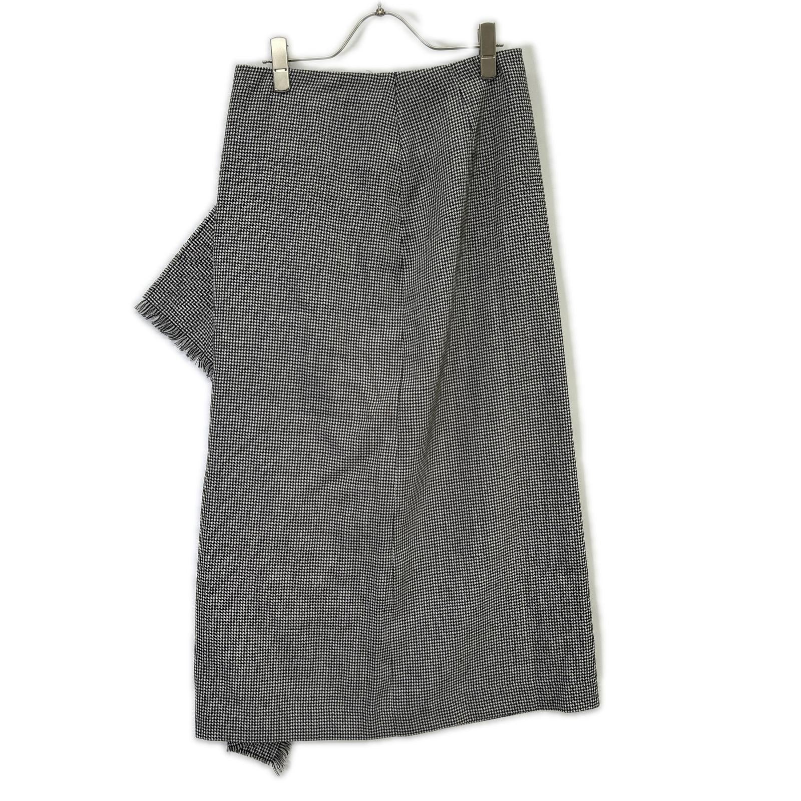 Whim Gazette ウィムガゼット 25AW ホワイト×ブラック チェックフリンジスカート スカート