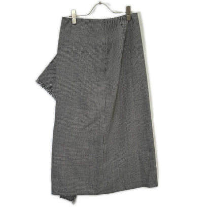 Whim Gazette ウィムガゼット 25AW ホワイト×ブラック チェックフリンジスカート スカート