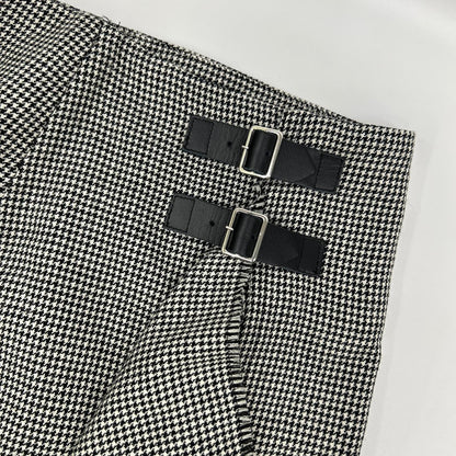 Whim Gazette ウィムガゼット 25AW ホワイト×ブラック チェックフリンジスカート スカート