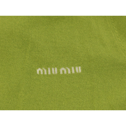 MIUMIU ミュウミュウ 【美品/国内正規/24AW】MMF919 カシミヤｘシルク ロゴ入り 襟付き ニットカーディガン トップス