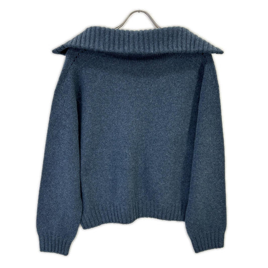 CELINE セリーヌ 2A52B384D ブルー カシミヤ100 エディ期 OPEN-COLLAR SWEATER オープンカラープルオーバーニット トップス