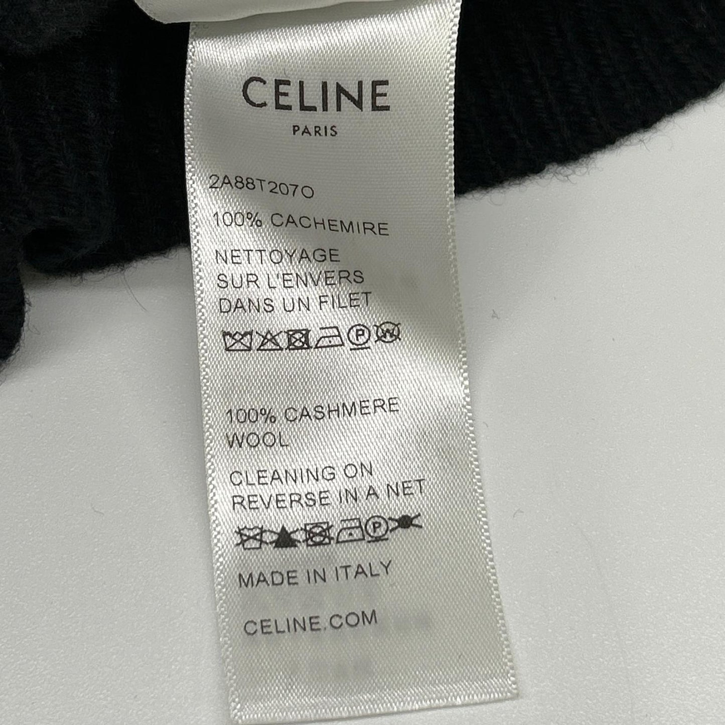 CELINE セリーヌ 【美品/国内正規】2A88T2070 サルキー刺繍 カシミヤ100％ タートルネック ショート丈ニットセーター トップス