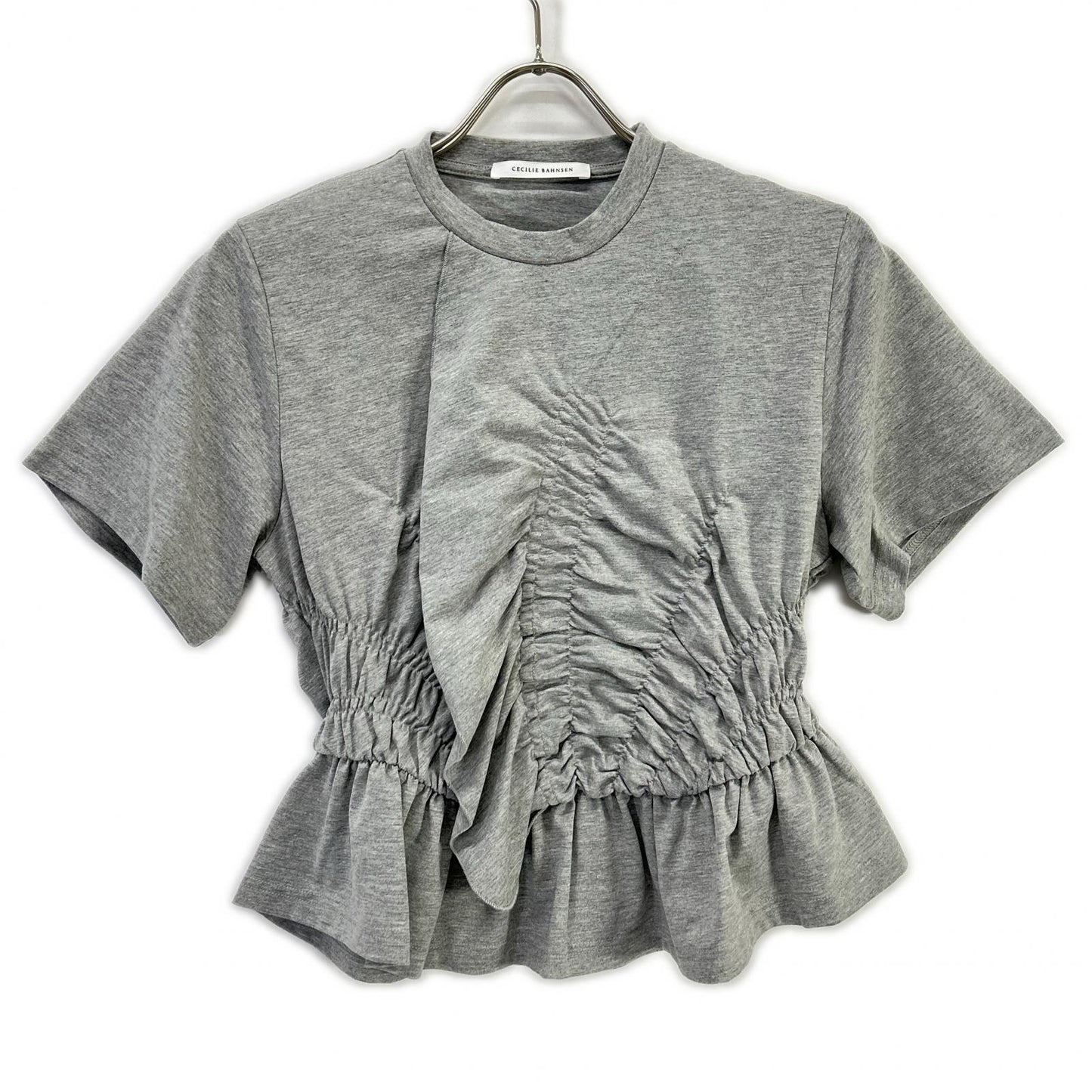 Cecilie Bahnsen セシリーバンセン 25SS 424RTW11002 グレー ACE TOP デザインギャザーTシャツ トップス
