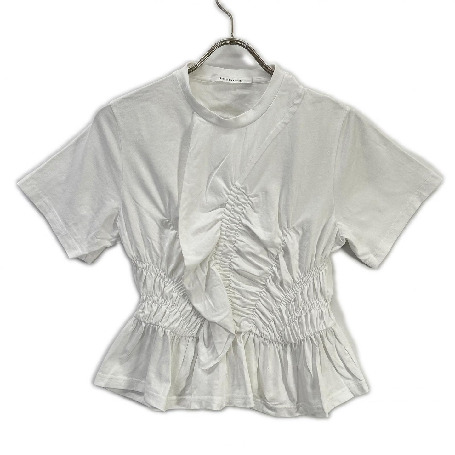 Cecilie Bahnsen セシリーバンセン 25SS 424RTW11002 ホワイト ACE TOP デザインギャザーTシャツ トップス