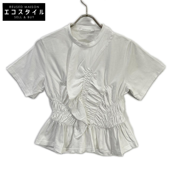 Cecilie Bahnsen セシリーバンセン 25SS 424RTW11002 ホワイト ACE TOP デザインギャザーTシャツ トップス