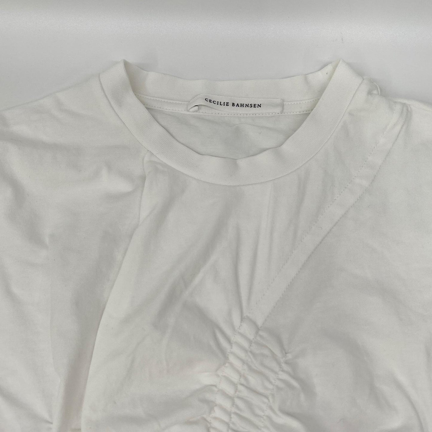 Cecilie Bahnsen セシリーバンセン 25SS 424RTW11002 ホワイト ACE TOP デザインギャザーTシャツ トップス