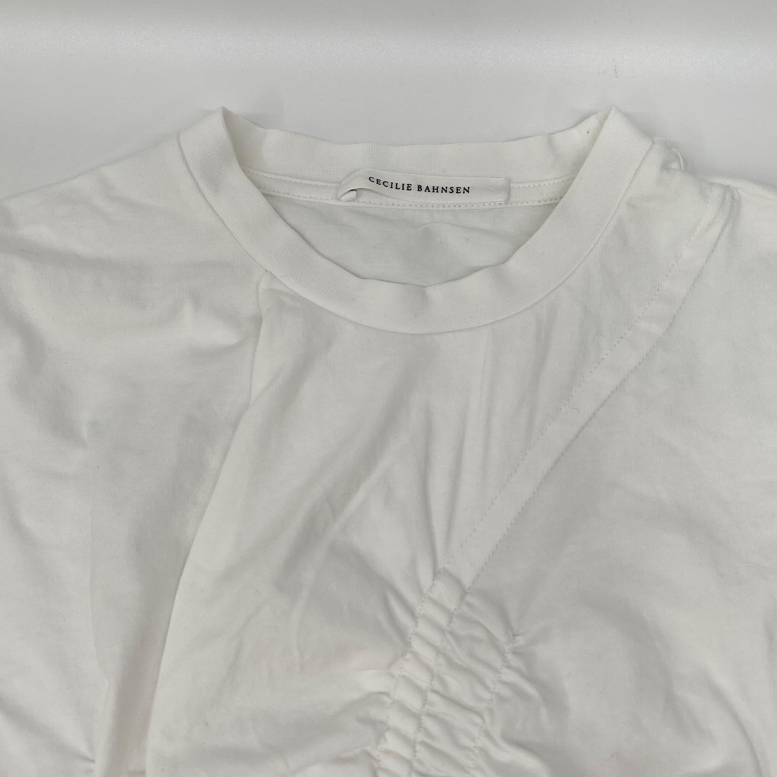 Cecilie Bahnsen セシリーバンセン 25SS 424RTW11002 ホワイト ACE TOP デザインギャザーTシャツ トップス