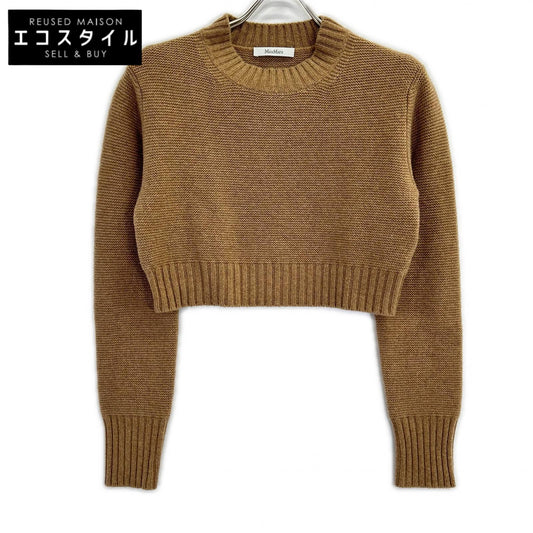 Max Mara マックスマーラ 2313661733 キャメル カシミヤ100 クロップドクルーネックニット トップス