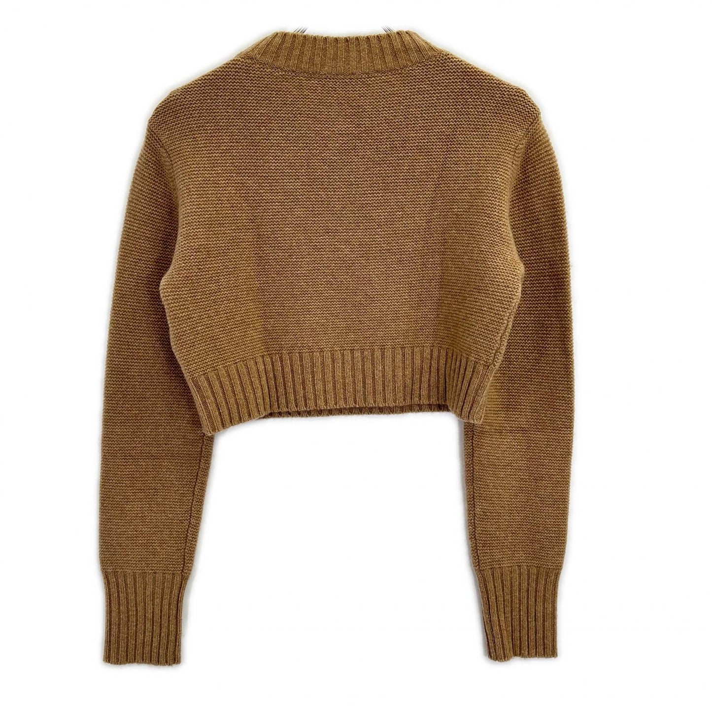 Max Mara Max Mara 2313661733 Camel 100% Cashmere Cropped Crew-Neck Knit Top