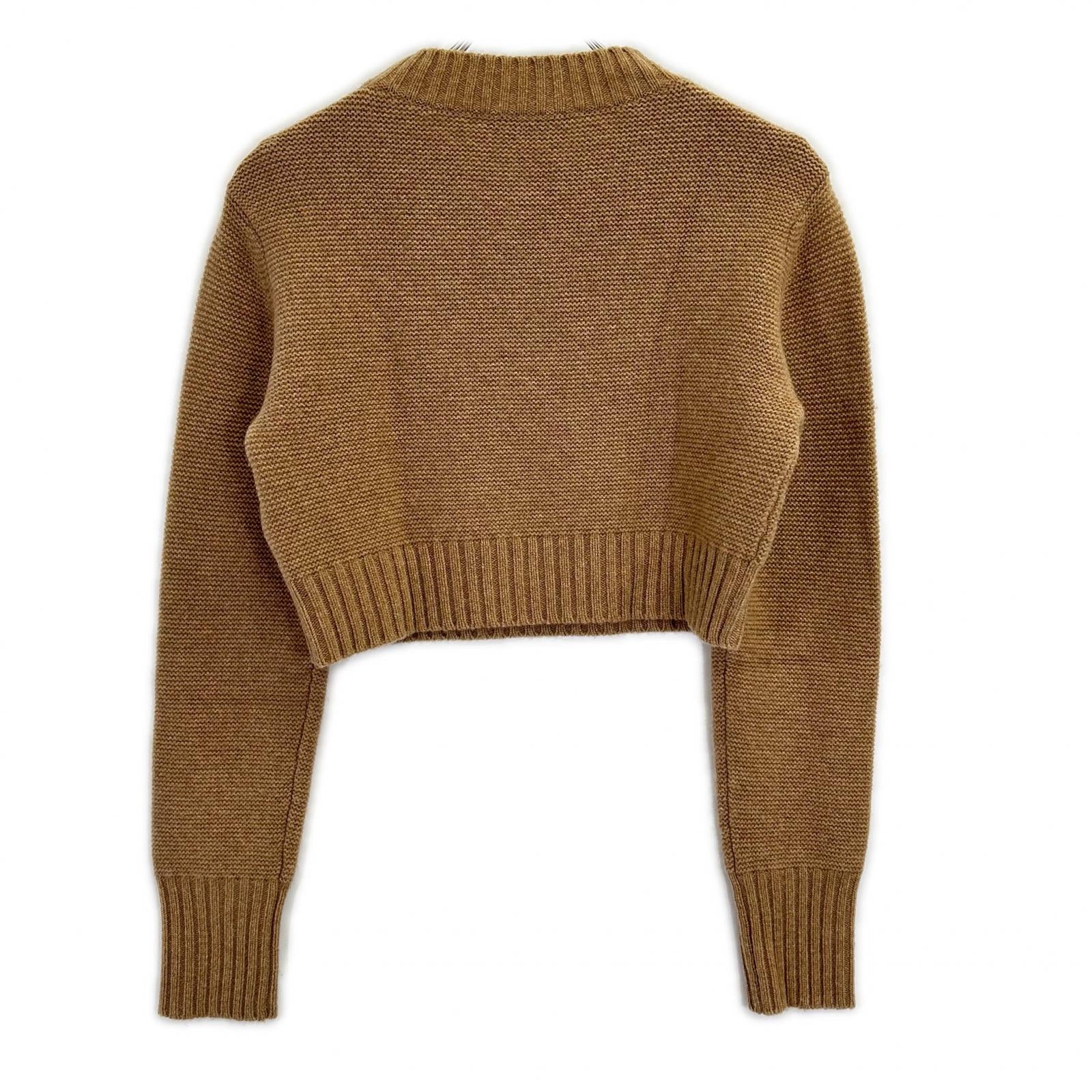 Max Mara Max Mara 2313661733 Camel 100% Cashmere Cropped Crew-Neck Knit Top