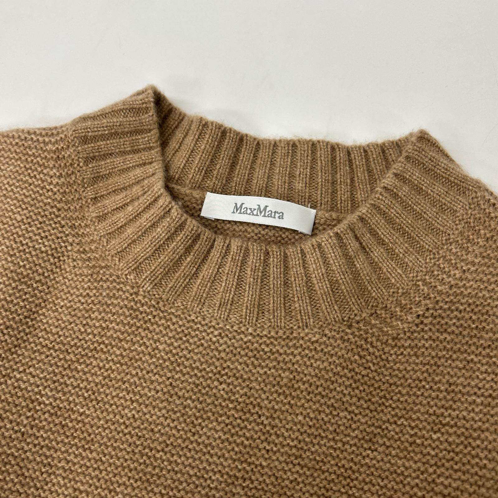 Max Mara Max Mara 2313661733 Camel 100% Cashmere Cropped Crew-Neck Knit Top
